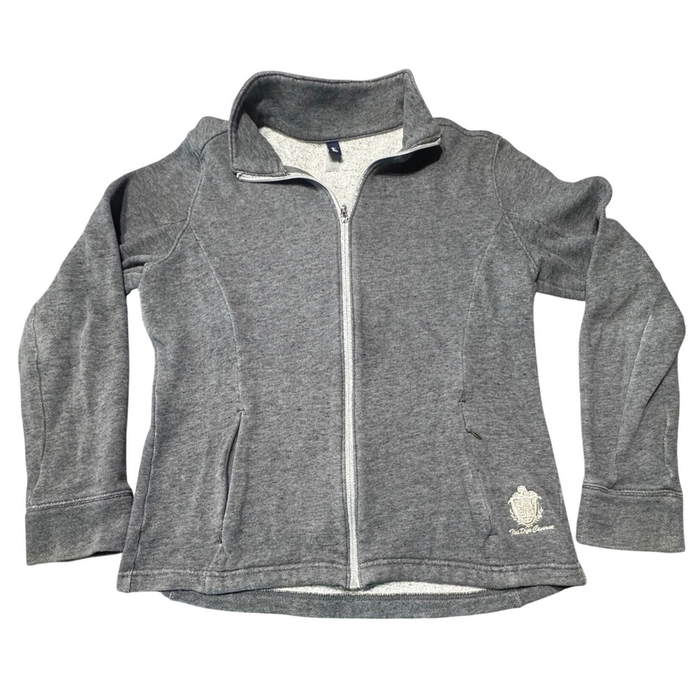 Vintage Gear For Sports Sweatshirt Womens M Gray Em Crest Full Zip Fleece Jacket